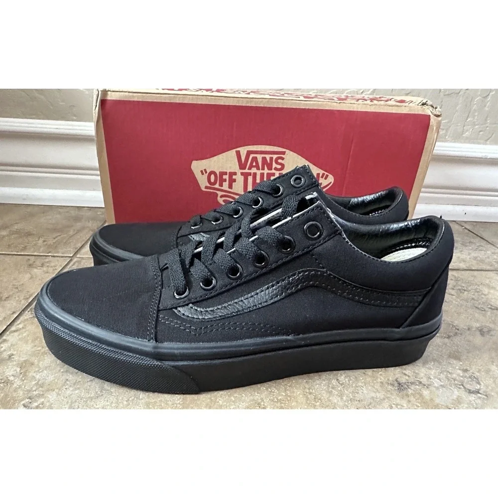 VANS OLD SKOOL CANVAS SHOES BLACK/BLACK VN000D3HBKA SIZE MENS 5.5 / WOMENS 7